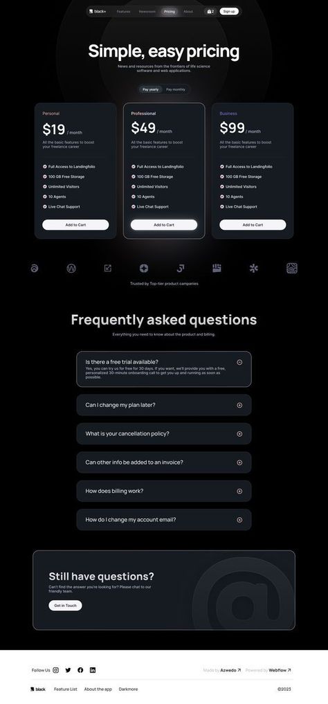 Black Plus Pricing Page Webflow SaaS Template (CMS + E-Commerce)|#websitedesing #freelance #website #webdesign #freelancewebsite #design #template #branding #site #websitedesignaesthetic 502 Card Web Design, Social Media Manager Website, Black Website, Freelance Website, Product Website, Price Page, Technology Theme, Template Social Media, Shopify Website Design
