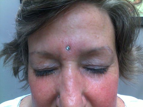 forehead dermal by sid liberty Forehead Dermal, Tiger Tattoo, Body Piercings, Piercings, Nose Ring, Tattoos