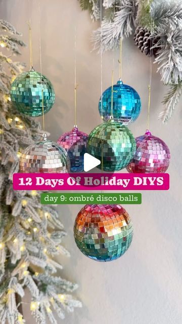 Morgan 🎀🎄| Holiday inspo & diys on Instagram: "12 Days of Holiday DIYS 🎄🎀✨ Day 9: Ombré Disco Balls 🪩🌈 $14 for one, single disco ball or $17 to make as many as my heart desires???? No brainer! I will link the exact alcohol inks I used on my Amazon storefront 🫶🏼 (the link is in my bio) This may be a messy project, but it was so much fun and satisfying lemme tell ya! Make sure to check out the previous videos from my 12 days of Holiday DIYS, and follow for the rest! 🎄 • • • • • • #christmasdecor #christmasdecorations #homedecor #holidayinspo #diydecor #christmasdiy #tistheseason #12daysofchristmas #anthro #anthrohome #pinkchristmas #diychristmas #anthrodupe #discoball Michaels stores, Target, Target finds. Target must haves! Target holiday decor, Target Christmas, Homegoods, Marsha Christmas Disco Ball Decor, Disco Ball Snowman Diy, Christmas Disco Party, Disco Ball Christmas Decor, Diy Disco Decor, Disco Christmas Decorations, Disco Ornaments, Disco Ball Craft, Disco Christmas Party