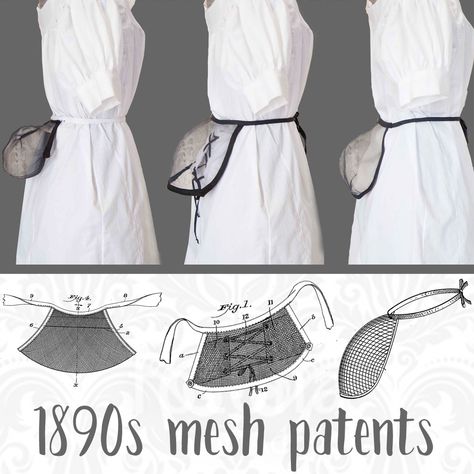 Part two of an in-depth construction overview of the recreation processes for the second and third wire mesh bustles / skirt supports / bum pad patents from the 1890s Edwardian Bustle Pad, Victorian Belt Pattern, Renfaire Outfits, Walking Skirt, Dress Sewing Patterns Free, 1890s Fashion, 1910s Fashion, Victorian Costume, Edwardian Dress