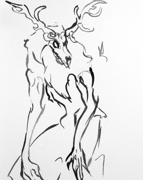 Quick scketch #ink #wendigo #art #quickscketch #drawing #painting Wendigo X Human, Wendigo Drawing Reference, Wendigo Anatomy, Wendigo Drawing Easy, Wendigo Art Dark, Wendigo Sketch, Cryptid Sketch, Wendigo Fanart, Wendigo Aesthetic