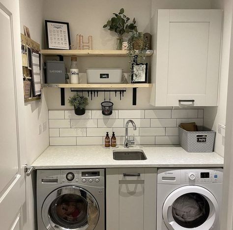 10 Small Laundry Room Ideas for Organization & Storage Utility Area In Garage, Budget Utility Room Ideas, Utility And Wc Room Ideas, Tiled Utility Room Walls, Shelves In Utility Room, Mini Utility Room, Utility In Kitchen, Garage Utility Room Ideas Uk, Shed Utility Room