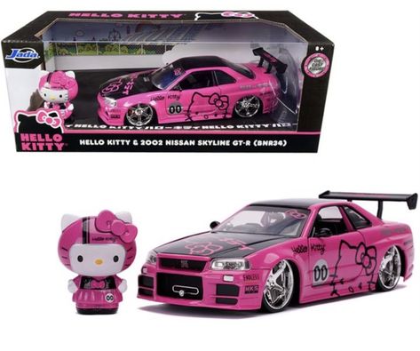 Pink Race Car, Hello Kitty Car, Nissan Skyline Gt R, Nissan Skyline Gt, Nissan Gtr Skyline, Skyline Gt, Street Racing Cars, Pink Car, Pink Metallic