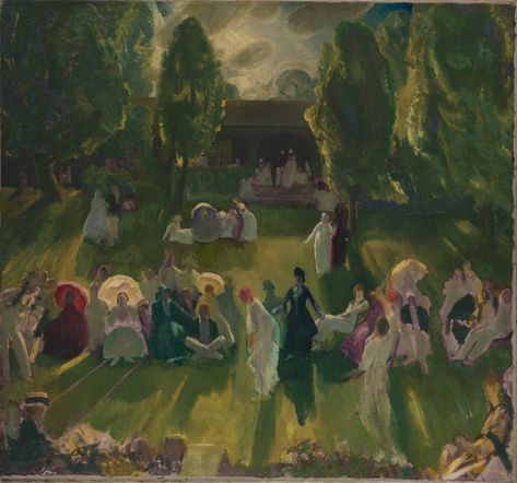 A Picnic in Jane Austen's Day | Jane Austen Variations George Bellows, Ashcan School, Post Impressionism, Vintage Landscape, Impressionist Paintings, Bellows, Printable Artwork, Fine Arts Posters, Wikimedia Commons