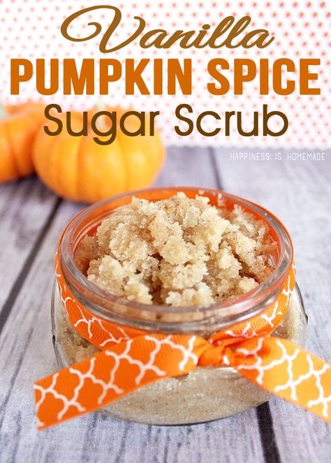 Pumpkin Spice Sugar Scrub, Sugar Scrub Homemade Recipe, Diy Vanilla, Sugar Scrub Homemade, Homemade Scrub, Sugar Scrub Recipe, Sugar Scrub Diy, Diy Body Scrub, Diy Scrub