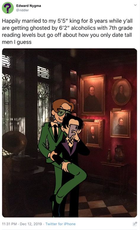 Oswald And Edward, Riddler Costume, Edward Nygma Gotham, Penguin And Riddler, Batman Riddler, Riddler Gotham, Gotham Characters, Cory Michael Smith, Gotham Villains