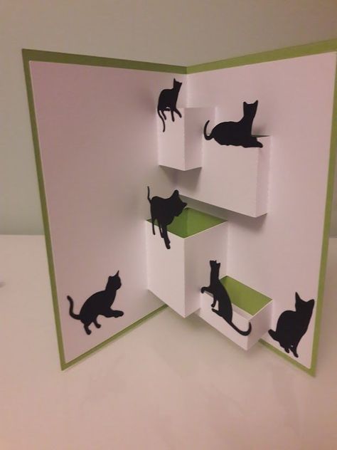 Cat Cards Handmade, Katt Diy, Pop Up Card Templates, Idee Cricut, Pop Up Art, Instruções Origami, Cat Birthday Card, Be Original, Cat Cards