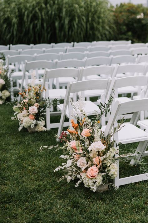 Classic and Colorful Wedding at Viewpoint Hotel — Pinch Me Planning - Maine and New England Wedding Planner Oceanside Wedding, England Country, Wedding Planning Packages, Coastal Wedding Inspiration, York Maine, White Chairs, Aisle Flowers, Wedding Planning Tools, Wedding Planning Timeline