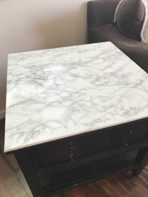 Marble Coffee Table Diy, Diy Contact Paper, Diy Marble Table, Faux Marble Coffee Table, Marble Tables Design, Diy Marble, Marble Table Top, Table Diy, Top Crafts