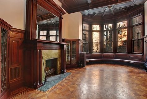 Nyc Brownstone Interior, Victorian Brownstone, Apartment Stairwell, Brownstone Design, Copper Fixtures, Victorian Woodwork, Victorian Details, Brownstone Interiors, Nyc Brownstone