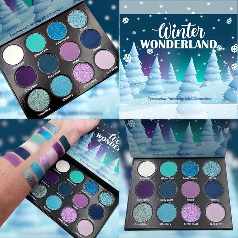 Winter Wonderland-Limited Edition Eyeshadow Palette (12) 26mm pans 1.6gram each in a black  palette with mirror 6 Matte shades 4 Duochrome shades 2 Shimmer shades Talc, Mica, Isopropyl Palmitate, Dimethicaone, Pentaerythrityl Tetraisostereate, Silica, Diisostearyl malate, Magnesium Stearate, Tocopheryl Acetate, Phenoxyethanol, Ethylhexyl-glycerin, CI 77891, CI 77491, CI 77491, CI 77491, CI 77007, CI 77288, CI 77289, CI 77742, CI 19140, CI 42090   Multichromes shift various colors in different li Ethereal Christmas, Wicked Fashion, Winter Eyeshadow, Ella Jane, Stitch Things, Black Palette, Magnetic Palette, Beginners Eye Makeup, Makeup Pallets