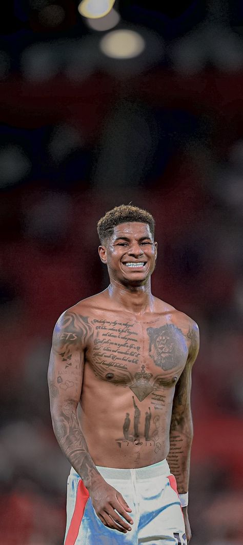 Marcus Rashford Tattoo, Football Players Tattoos, Man United Tattoo, Manchester United Tattoo Ideas, Cristiano Ronaldo Man United, Man Utd Tattoo, Football Ideas, Manchester United Team, Jesus Clothes