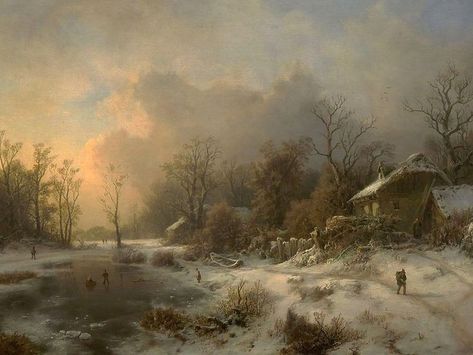 Beautiful Paintings Of Nature, Landscapes Paintings, Ancient Egypt History, Winter Landscapes, Winter Landscape Painting, Library Art, 19th Century Paintings, Landscape Art Painting, Winter Painting