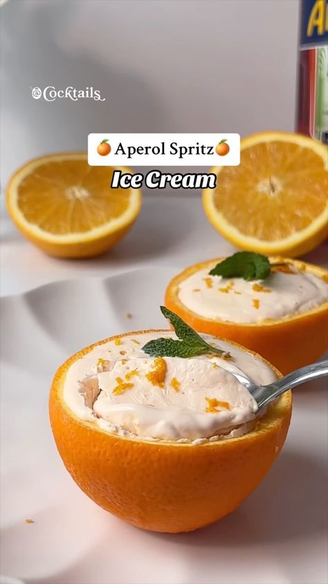 Cocktails (21+ to follow) | Your favorite cocktail just got transformed into the most delightful dessert...🍊🍹 This Aperol Spritz Ice Cream will have you dreaming of… | Instagram Boozy Ice Cream, Fresh Orange Juice, Freeze Ice, Boozy Desserts, Fresh Orange, Aperol Spritz, First Bite, Follow On Instagram, Summer Desserts