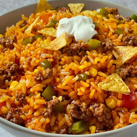 5star Recipes, Taco Rice Bowl, Doritos Recipes, Rice Casseroles, Fruit Salad With Pudding, Low Carb High Protein Recipes, Taco Mexican, Mexican Food Dishes, Mediterranean Recipes Healthy