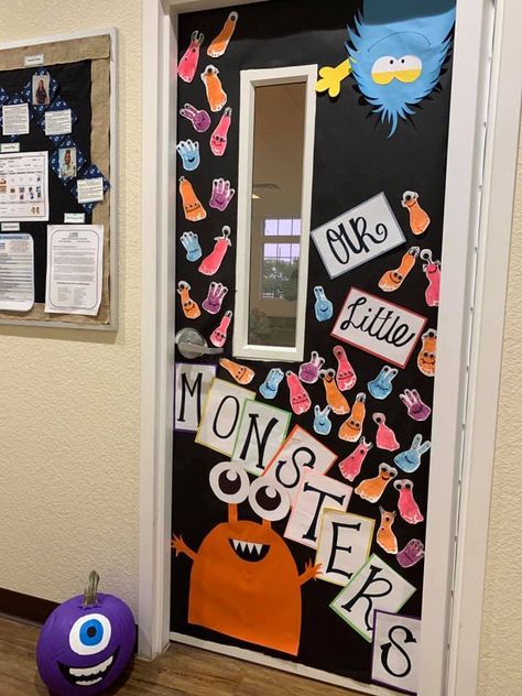 Halloween Teacher Door, Daycare Door Ideas, Monster Door Decoration, Halloween Door Decorations Classroom, Class Door Decorations, Monster Theme Classroom, Monster Classroom, Monster Door, Classroom Door Decorations