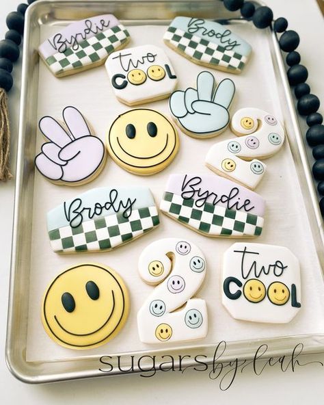 2 Cool Birthday Cake, 2 Birthday Cookies, Five Is A Vibe Cookies, One Groovy Dude Birthday Decor, Two Cool Birthday Cookies, Two Cool Cookies, Groovy Birthday Party Cookies, One Cool Dude Cookies, Two Legit To Quit Birthday Cookies