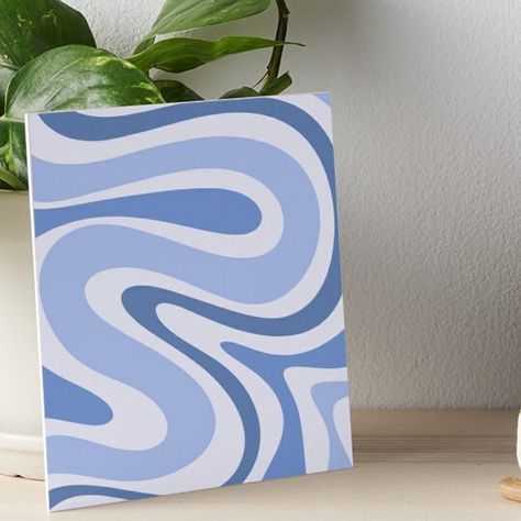 Aesthetic Art Abstract, Retro Swirl Painting, Light Blue Canvas Paintings, Abstract Wall Art Blue, Blue Diy Painting, Blue Easy Paintings, Blue Things To Paint, Simple Blue Paintings, Abstract Painting Easy Simple