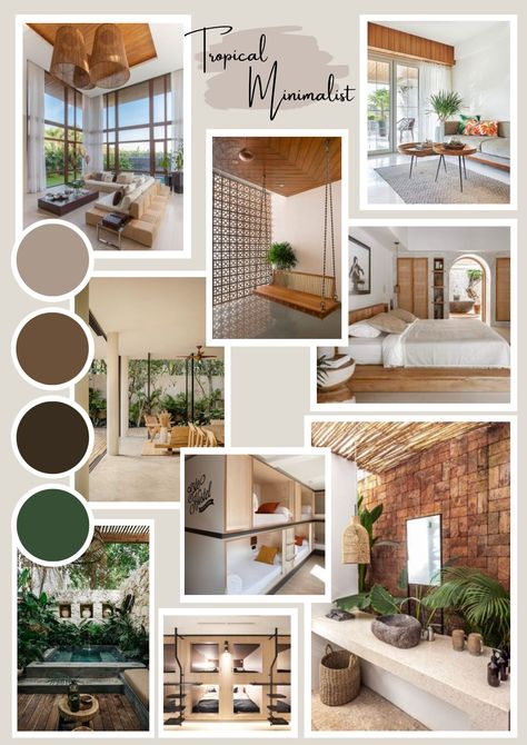 Modern Tropical Interior, Types Of Interior Design Styles, Moodboard Interior Design, Paradise Decor, Types Of Interior Design, Balinese Interior, Tropical Minimalist, Mood Board Interior Design, Design Interior Modern