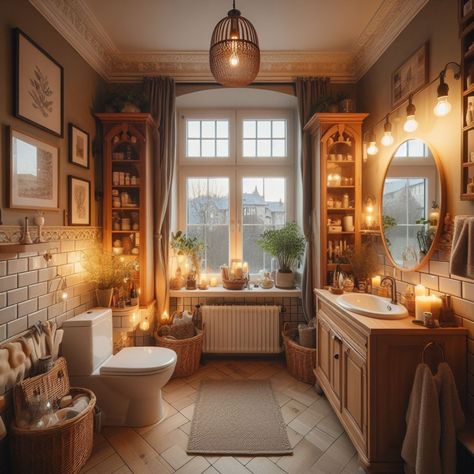 🛁💐 A cozy suburban bathroom 🧺🕯️ Made with AI #bathroom #bathroomdesign #bathroomdecor #bathroomsofinstagram #cluttercore #ai #aiinterior #aiart #aiartcommunity #digitalart #roomdecor #home #homedesign #homeinterior #homedecoration Warm Home Aesthetic Bathroom, Cozy House Bathroom, Suburban Bathroom, Bathroom Ideas Cozy, Cozy Bathrooms, Autumn Bathroom, Fabulous Bathrooms, Winter Bathroom, Cosy Bathroom