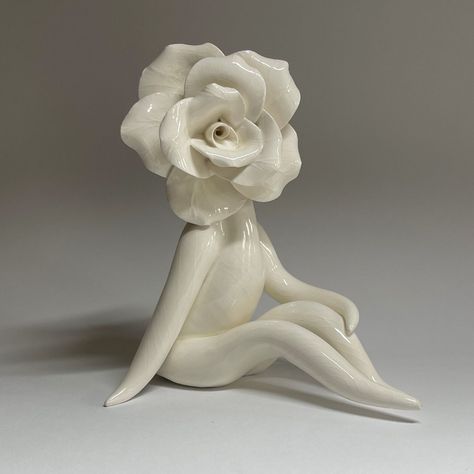 Rose Sculpture to buy online - Flower People by Carolyn Clayton Rose Sculpture, Flower People, June Flower, November Birth Flower, August Birth Flower, April Birth Flower, Clay Rose, How To Make Rose, Fairy Village