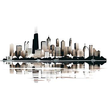 Chicago Skyline Drawing, Chicago Skyline Painting, Chicago Skyline Tattoo, Chicago Skyline Silhouette, Chicago Cityscape, Chicago Lakefront, Skyline Tattoo, Skyline Illustration, Chicago Tattoo