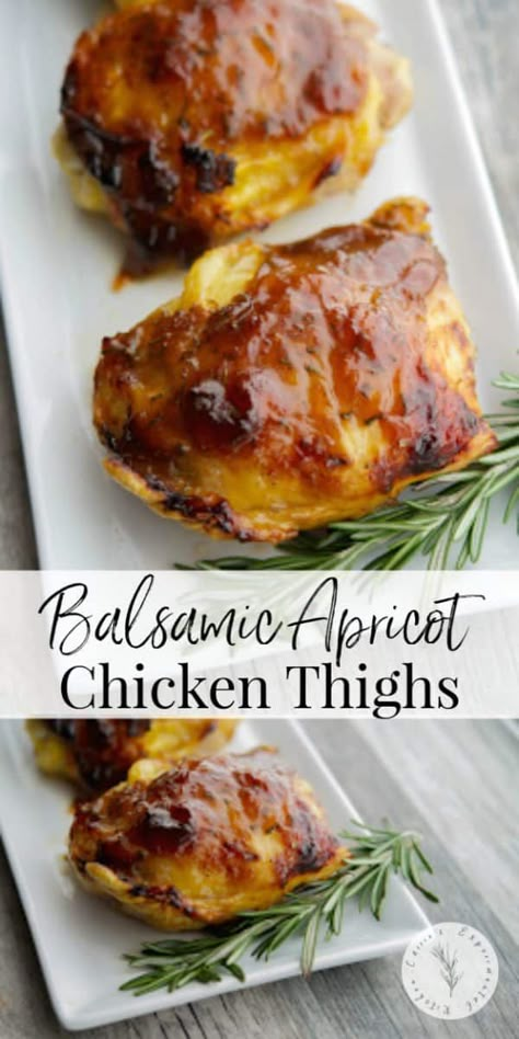 Apricot Chicken Thighs, Chicken Apricot, Apricot Glazed Chicken, Glazed Chicken Thighs, Apricot Preserves, Apricot Chicken, Scd Recipes, Chicken Entrees, Glazed Chicken