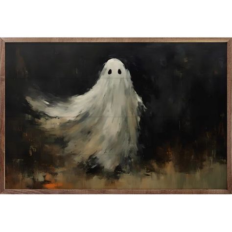 " Ghost Portrait " curated on LTK Ghost Portrait, Painted Ghost, Halloween Artwork, Farmhouse Charm, Dog Paintings, Halloween Art, Walnut Wood, Wood Print, Pillow Art