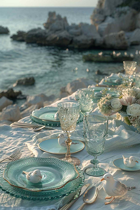 40 Outdoor Table Decor Ideas for Every Season 40 Outdoor Table Decor Ideas for Every Season Coastal Table Setting, Beach Table Settings, Coastal Table Decor, Outdoor Table Decor, Summer Table Settings, Table Setting Ideas, Beach Table, Table Decor Ideas, Outdoor Dining Spaces