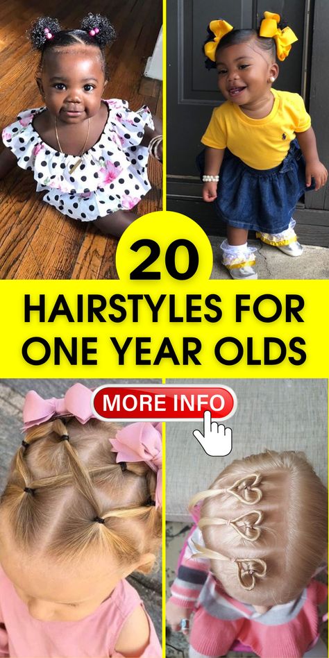 Cute & Easy Hairstyles for One-Year-Olds: Braided, Short, Medium First Birthday Hairstyles, Short Baby Hairstyles Black, Hairstyles For One Year Old Baby Girl, Hairstyles For 1 Year Baby Girl Black, Birthday Hairdo, Cute And Easy Hairstyles, Cute Easy Hairstyles, Adorable Hairstyles, Baby Pageant