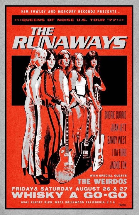 The Runaways, Vintage Concert Posters, Rock Band Posters, Vintage Music Posters, Tour Poster, Joan Jett, Concert Poster, I'm With The Band, Tour Posters