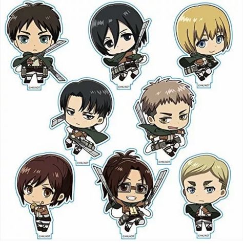 Attack On Titan Chibi, Attack On Titan Tattoo, Anime Printables, Anime Crafts, Chibi Characters, Cute Anime Chibi, Attack On Titan Art, Anime Wall Art, Kawaii Stickers