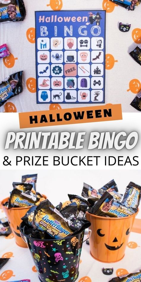 Halloween Bingo Prizes, Halloween Buckets Ideas, Bingo Prize Ideas, Halloween Bingo Free, Bingo Prizes, Halloween Bingo Printable, Halloween Prizes, Halloween Bingo Game, Halloween Bingo Cards