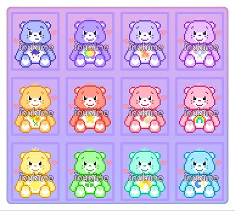 Care Bear Pixel Art, Care Bear Perler Beads, Bear Pixel Art, Diy Perler Bead Crafts, Beads Designs, Minecraft Pixel Art, Diy Perler Beads, Iron Beads, Perler Beads Designs