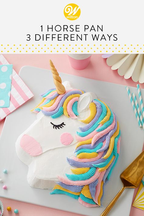 Unicorn Cake Pan, Diy Unicorn Cake, Rainbow Unicorn Cake, Savory Cakes, Pony Cake, Diy Unicorn, Horse Cake, Unicorn Birthday Cake, Torte Cupcake