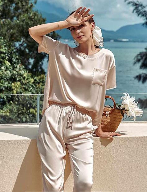 Loungewear Photography, Long Pajama Pants, Nightwear Dress, Silky Pajamas, Silk Satin Fabric, Satin Short, Satin Pyjama Set, Pajama Pant, Top Pants Set