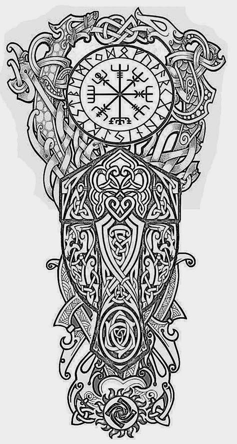 Swedish Viking Tattoo, Viking Compass Tattoo Design, Nordic Back Tattoo, Viking Leg Tattoo, Nordic Tattoo Design, Viking Compass Tattoo, Celtic Sleeve Tattoos, Armour Tattoo, Nordic Tattoos