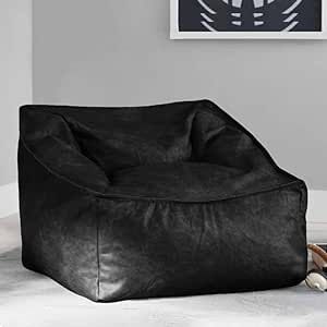 Bean Bag Chair PU Leather Bean Bag Cover Without Filler Beanbag Couch Pouf Sofa Case No Filling Adults Beanbag Chair Lazy Armchair Couch Floor Seating Living Room Furniture (Color : Black, Size : 1- Beanbag Couch, Pouf Sofa, Seating Living Room, Lazy Boy Chair, Floor Seating Living Room, Leather Bean Bag, Bean Bag Couch, Bean Bag Cover, Lazy Boy