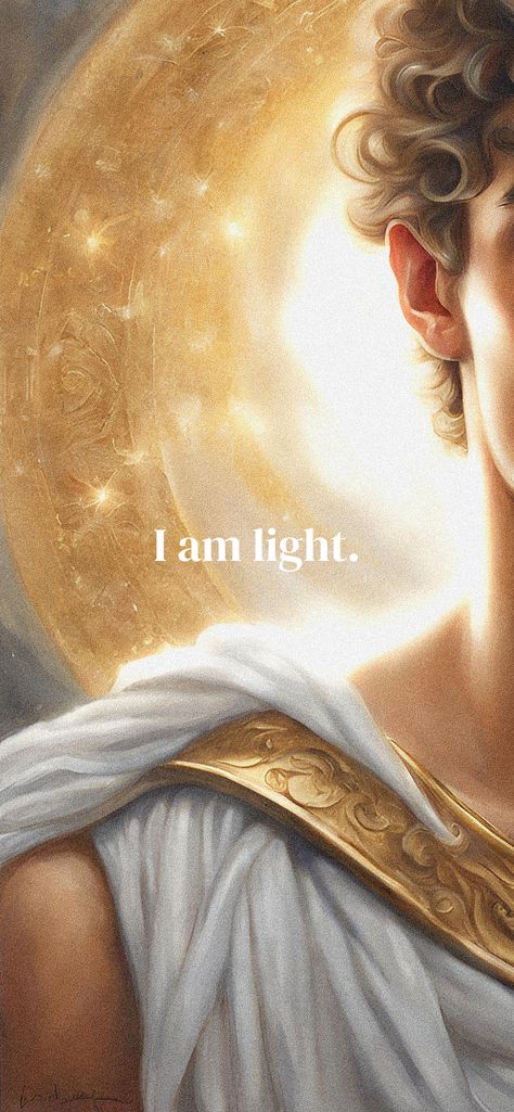 i am light. lockscreen. full collection on my website 🌻 🍯🪞⚡ Light Lockscreen, I Am Light, الفن الرقمي, Spiritual Wallpaper, Light Wallpaper, Divine Feminine Spirituality, Rennaissance Art, Witchy Wallpaper, Spiritual Artwork