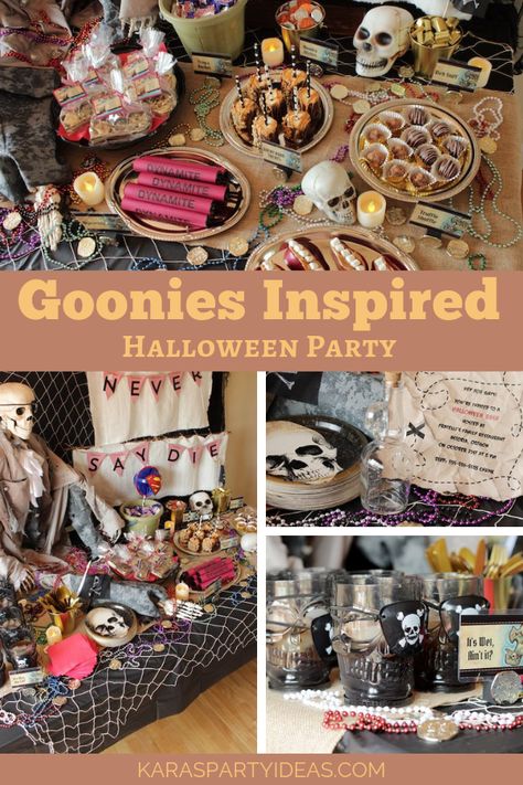 The Goonies Birthday Party, Fraggle Rock Party Ideas, Goonies Party Decorations, Goonies Themed Party, Goonies Birthday Cake, Goonies Party Food, Goonies Party Ideas, Goonies Halloween Decorations, Goonies Birthday Party