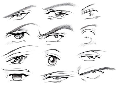 How to Draw Male Eyes (Part 2) – Manga University Campus Store Male Eye Drawing Reference, Boy Anime Eyes, Mata Manga, How To Draw Anime Eyes, Eye Parts, Character Design Cartoon, Manga Eyes, Drawing Eyes, Eye Sketch