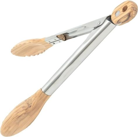 Amazon.com: Boxiki Kitchen Tongs for Cooking with Wooden Tips - Wooden Tongs Ideal for BBQ, Salad, Toaster, Bread & Pickles - Made of Natural Olive Wood, Size 11 Inch: Home & Kitchen Wooden Tongs, Bbq Salad, Kitchen Tongs, Wood Heat, Salad Tongs, Food Handling, Food Tongs, Serving Tongs, Tongs Kitchen