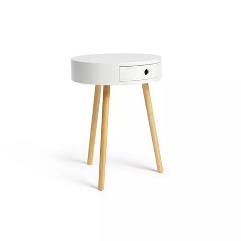 Bedside Tables & Cabinets | Habitat Round White Bedside Table, Grey Bedside Tables, Pink Bedside Tables, White Bedside Tables, Mini Bedside Table, Lodge Living Room, Round Bedside Table, Slim Bedside Table, Round Bedside