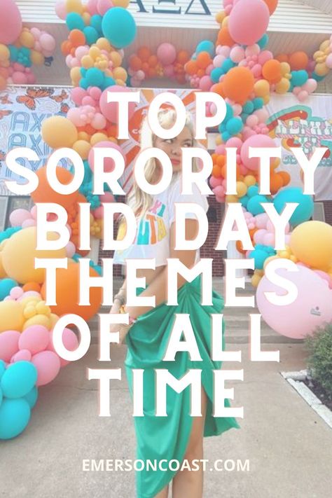 Get inspiration on designs, styles and accessories for your sorority bid day theme! Top Sorority Bid Day Themes of All Time | Bid Day Theme | Sorority Bid Day T-shirt Sorority Moms Day Ideas, Bid Day Butterfly Theme, Sorority Fraternity Mixer Themes, Palooza Bid Day Theme, Bid Day Themes Tri Delta, Bid Day Ideas Sorority, Bid Day Themes 2024, Sorority Recruitment Themes Ideas, Bid Day Themes Sorority Unique