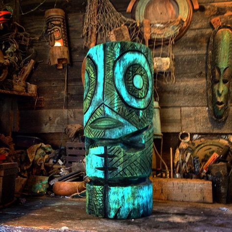 2 foot tall Palm tree Tiki with barnacle copper patina by Tiki TOny Tiki Tony, Tiki Tony Art, Tiki Sculpture, Spooky Tiki, Tiki Ceramic Project, Tiki Signs, Tiki Head, Tiki Sculptures & Statues, Tiki Statues