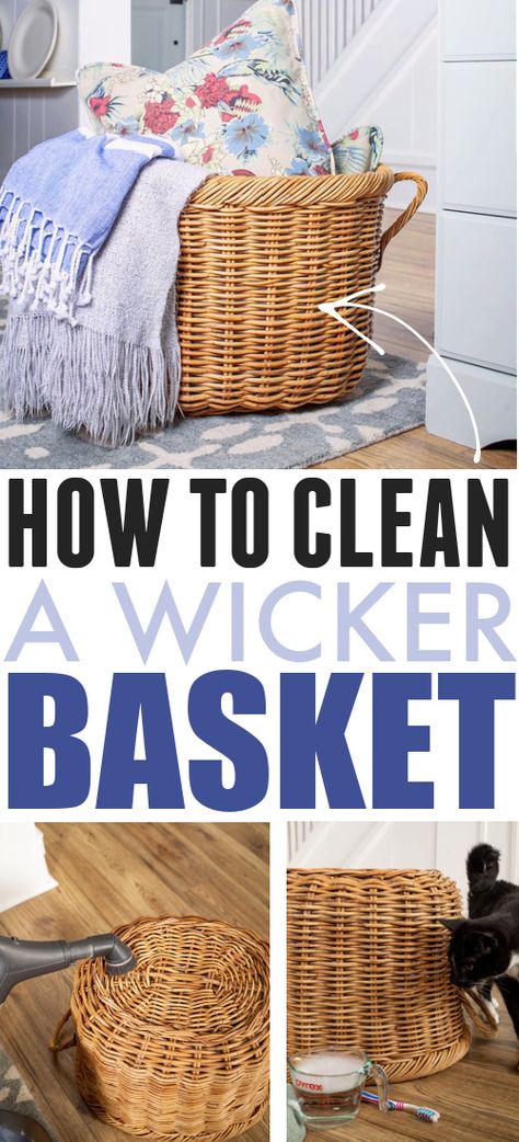 How to Clean Wicker Baskets | The Creek Line House Floor Baskets, Big Basket, Work Diy, Diy Cleaners, Organizing Tips, Cleaning Ideas, Cleaners Homemade, Large Baskets, Diy Tutorials