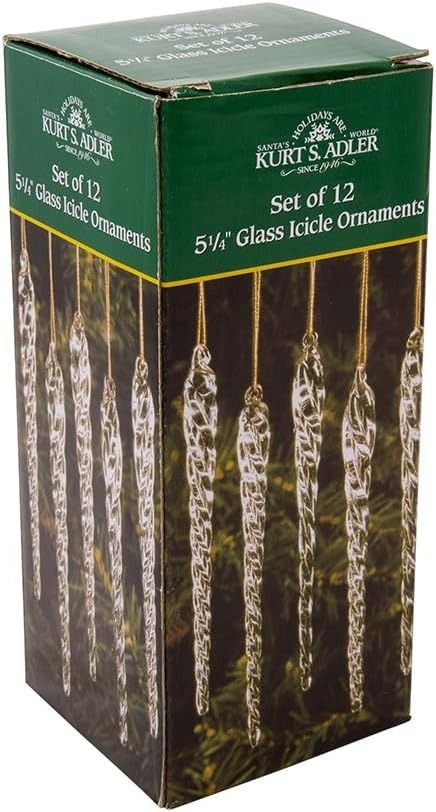 Amazon.com: Kurt Adler 5-1/4-Inch Glass Icicle Ornament 12-Piece Box Set (Set of 12) : Home & Kitchen Christmas Elegant, Icicle Ornaments, Christmas Tree Set, Winter Frost, Christmas Hanging, Kurt Adler, Ornament Set, Box Set, White Christmas