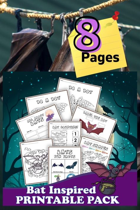 Bat Activities Pack for Kids (FREE Printable) | Little Bins for Little Hands Bat Facts For Kids, Bat Activities For Kids, Bat Lessons, Bat Activities, Bats Activities, Bat Printable, Bat Facts, Bats For Kids, Fun Facts For Kids