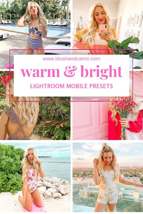 PRESETS - Blush & Camo Bright Presets For Lightroom, Bright Presets For Lightroom Free, Lightroom Bright Presets, Top Lightroom Presets, Presets For Instagram, Vintage Lightroom Presets, Apple Photo, Alpha Gam, Summer Presets