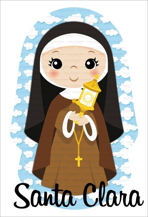 Recorte em Tecido - Naninha Santa Clara de Assis no Elo7 | Recortes Personalizados (DB0732) Winter Art Lesson, Catholic Beliefs, Agnus Dei, St Claire, Church Pictures, Bible Stories For Kids, Santa Rita, Facts For Kids, Maria Clara